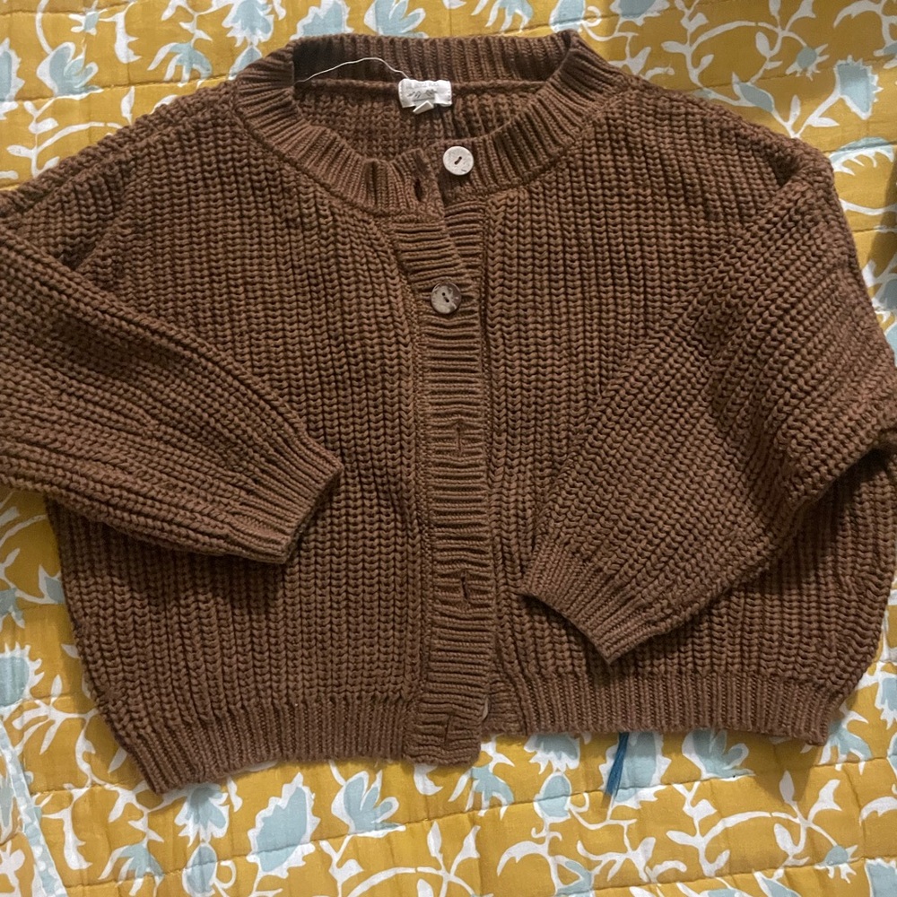 Cozy Brown Knit Kids Cardigan